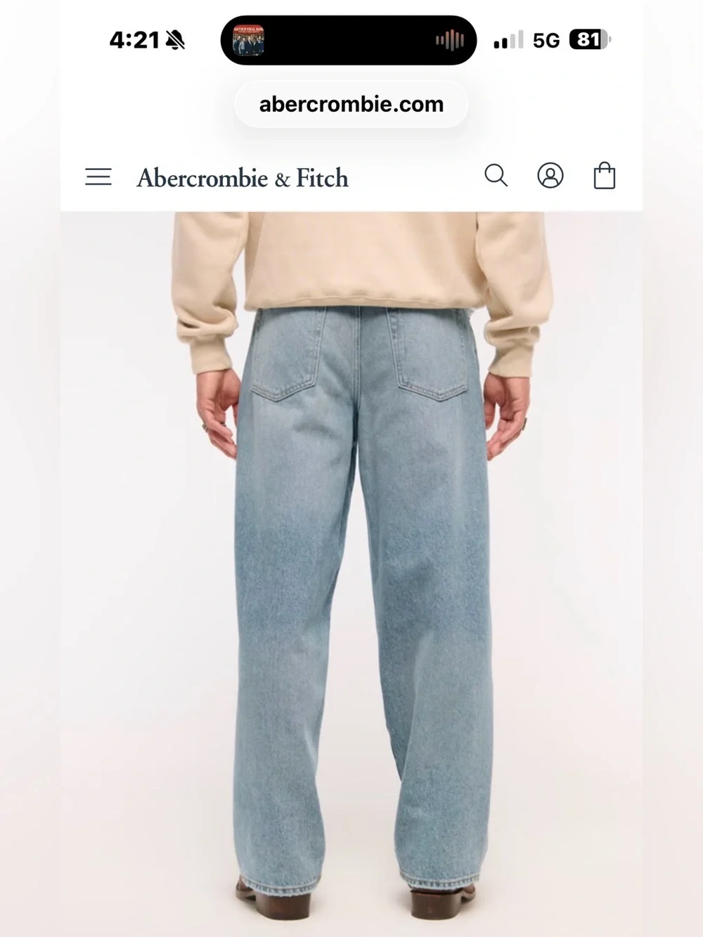 NWT Abercrombie & Fitch A&F men’s jeans authentic rigid denim ultra baggy 31x34